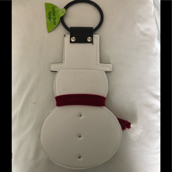 NWT Leather Snowman Door Hanger - Picture 2 of 2